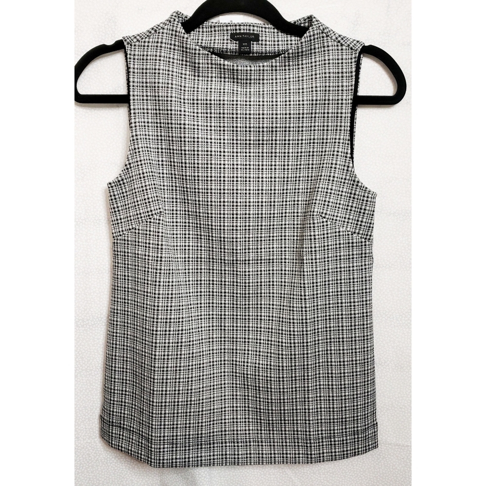 Ann Taylor Gingham Sleeveless Top Sz XXS
